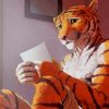 Cool Tiger Reading A Letter paint by number