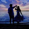 Couples silhouette in beach paint by numbers