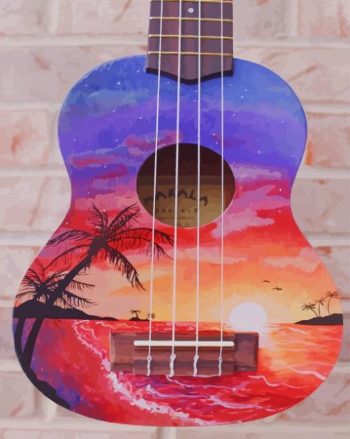 Drawing Sunset Guitar paint by numbers