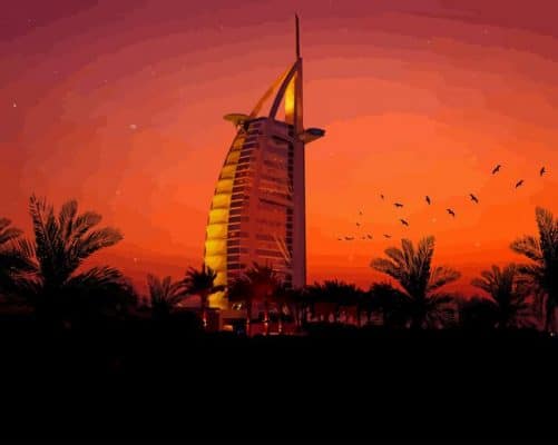 Dubai Burj Al Arab Sunset paint by number