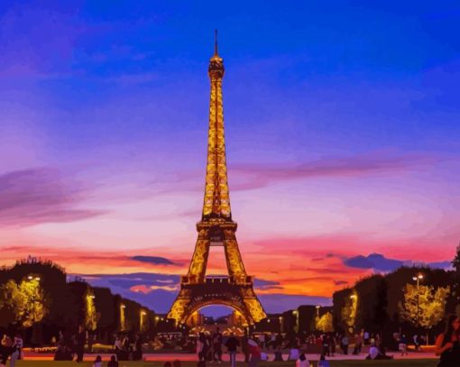 Eiffel Tower At Sunset In Paris paint by numbers