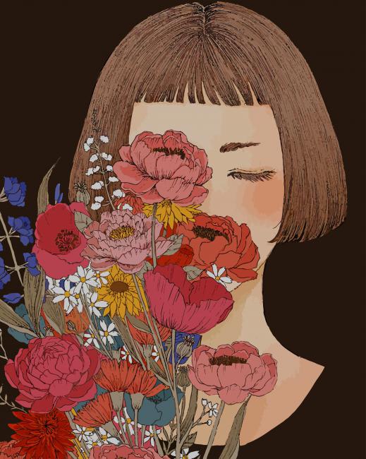 Floral Girl Art paint by numbers