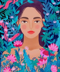 Floral Girl Illustration paint by numbers