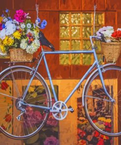 Flowers On Bicycle paint by numbers