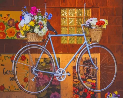 Flowers On Bicycle paint by numbers