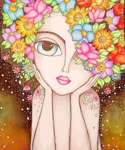 Flowers Girl Art paint by numbers