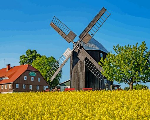 Germany Field Windmill paint by number
