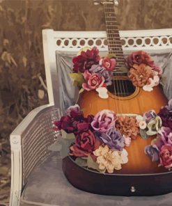 Guitar And Flowers paint by numbers