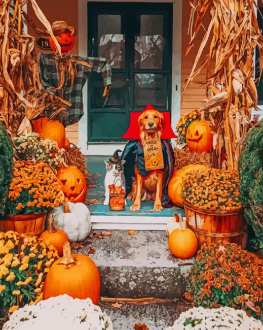 Halloween Decoration Pumpkin paint by numbers