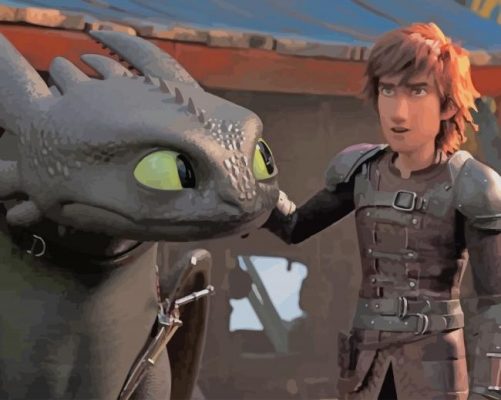 Hiccup Horrendous and Her Dragon paint by numbers