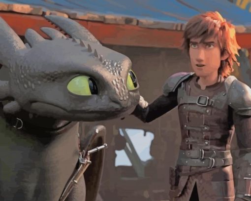 Hiccup Horrendous and Her Dragon paint by numbers