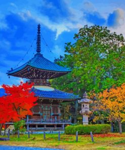 Japan Kyoto Park Autumn paint by number