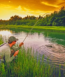 Lake Fishing Man paint by number