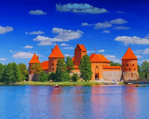 Lithuania Trakai Island Castle paint by number