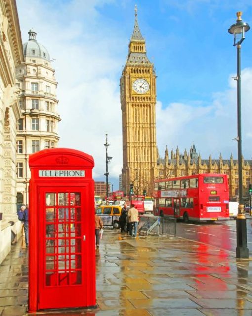 Phone Box Near Big Ben paint by numbers