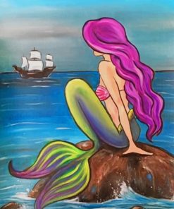 Mermaid With Pink Hair paint by numbers