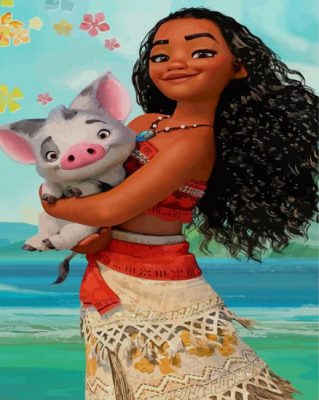 Moana and Her Pig paint by numbers