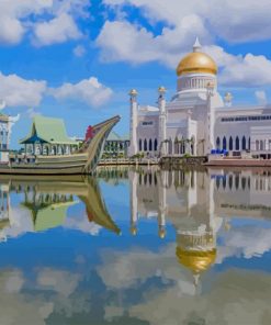 Omar Ali Saifuddien Mosque Brunei paint by number