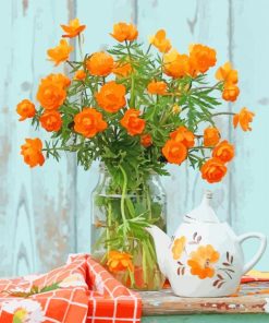 Orange Flowers Photography paint by numbers