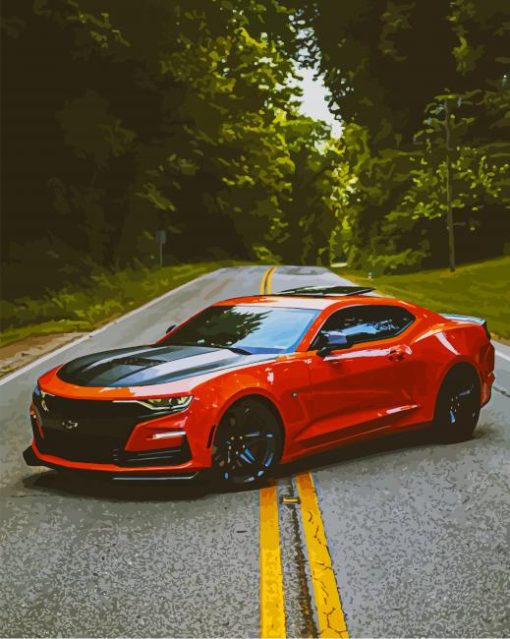 Orange Camaro Zl1 paint by numbers