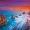 Orange sunset sea paint by numbers