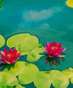 Pink Water Lilies paint by number