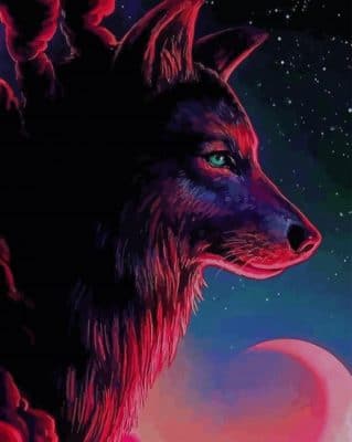 Pink Wolf paint by number