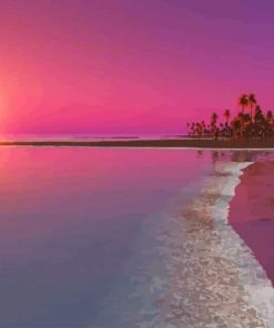 Pink Sunset Over Beach paint by numbers