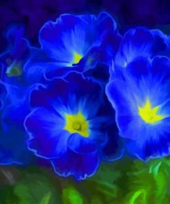 Primrose Blue Flowers paint by number