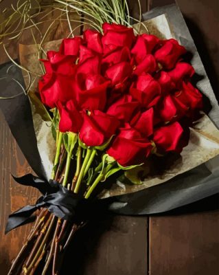 Red Roses Bouquet paint by numbers