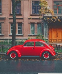 Red Volkswagen Beetle paint by numbers