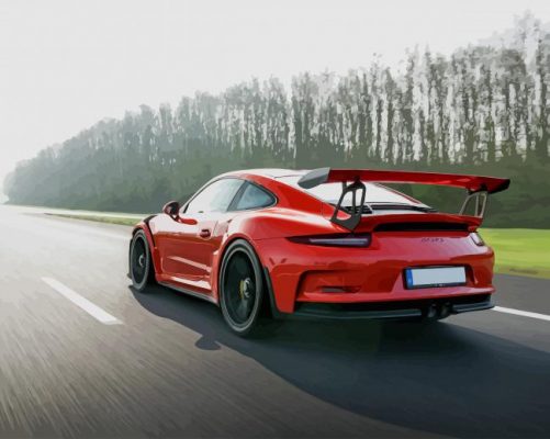 Red Porsche 911 Gt3 paint by number