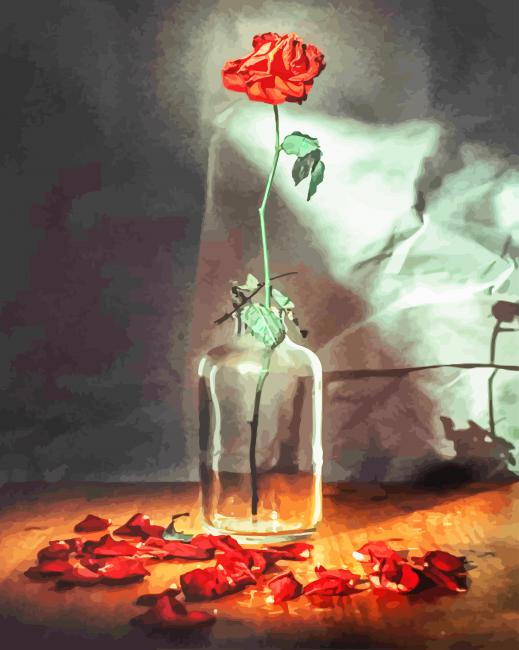 Rose Flower In Bottle paint by numbers