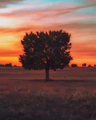 Silhouette of tree paint by numbers