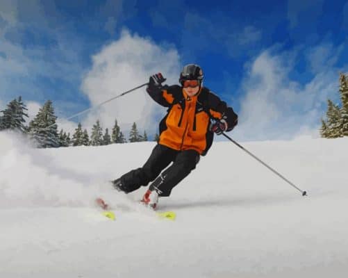 Skiing Man Snow paint by number