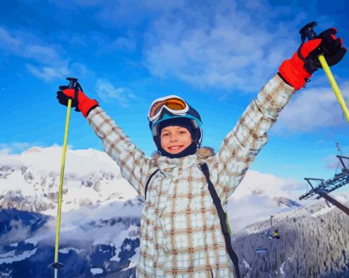 Skiing Snow Boy paint by number