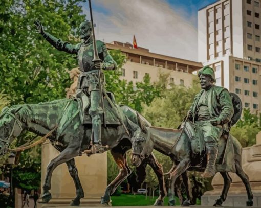 Spain Madrid Monument Don Quixote paint by number