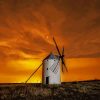 Spain Windmill Sunset paint by number