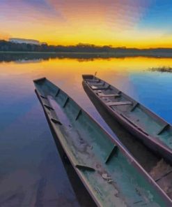 Sunset over lake paint by numbers