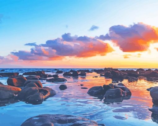 Sunset View Beach paint by numbers