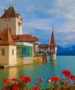 Switzerland Oberhofen Castle paint by number