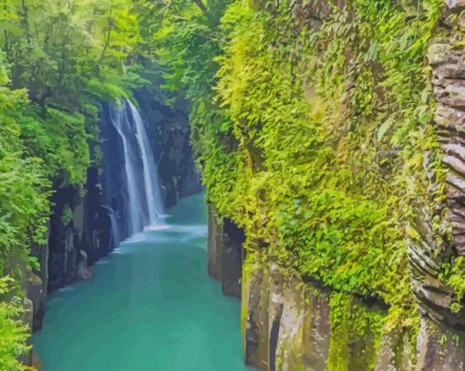 Takachiho Gorge Miyazaki paint by number