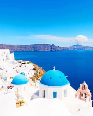 The Famous Blue Domes Of Santorini painting by numbers