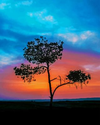 Tree Silhouette paint by numbers