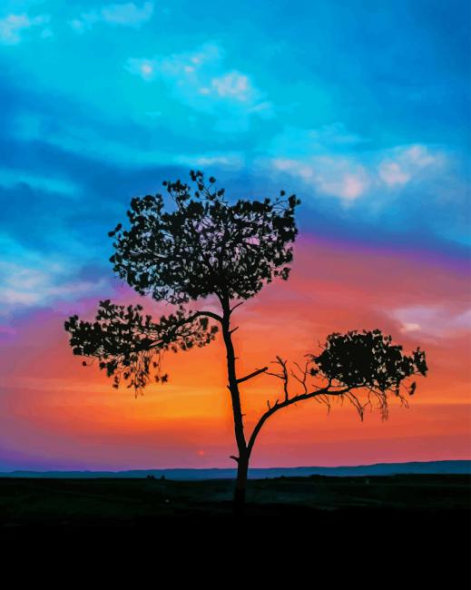 Tree Silhouette paint by numbers