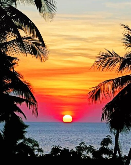 Tropical palms painting by numbers