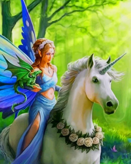 Unicorn And Fairy Fantasy paint by number