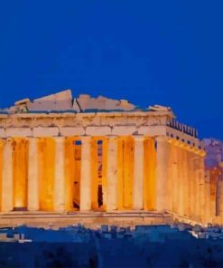 Acropolis Of Athens By Night paint by number