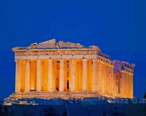 Acropolis Of Athens By Night paint by number