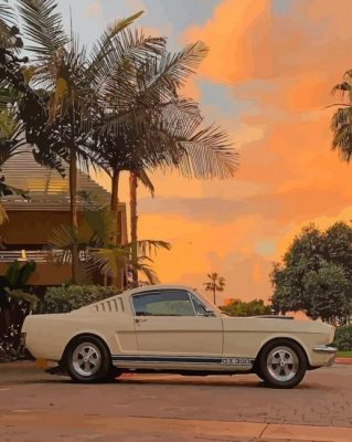 Aesthetic White Vintage Car paint by numbers